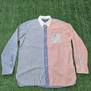 Ralph Lauren Men Shirt XL Button Front Long Sleeve Striped Patriotic 100%Cotton